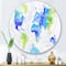 Designart - World Map In Green and Blue - Modern Metal Circle Wall Art